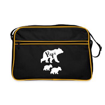 Shirt für Papi | Papi Bär Vatertagsgeschenk - Retro Tasche - Schwarz/Gold - Vorne