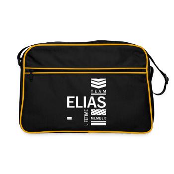 Elias Personalized Name Birthday Gift - Retro Bag - black/gold - Front