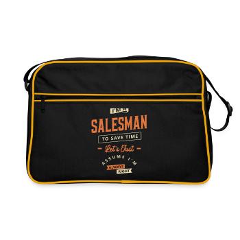 Salesman Funny Job Title Profession Birthday - Retro Bag - black/gold - Front