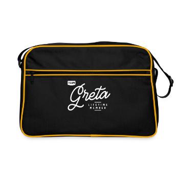 Team Greta Lifetime Member Personalized Name - Retro Bag - black/gold - Front