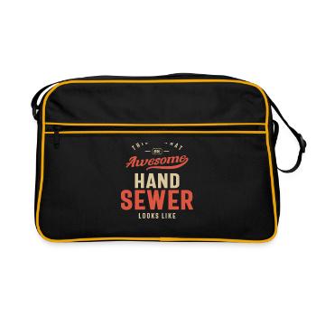 Funny Awesome Hand Sewer Job Occupation - Retro Bag - black/gold - Front