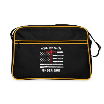 Christian Faith Family Vintage USA Flag - Retro Bag - black/gold - Front