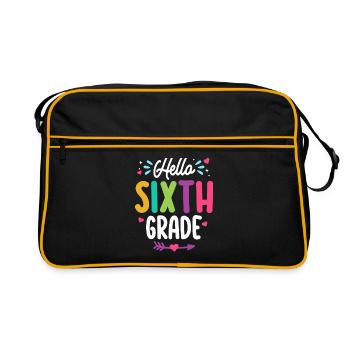 Hello Sixth Grade Back To School Teacher Student - Retro Bag - black/gold - Front
