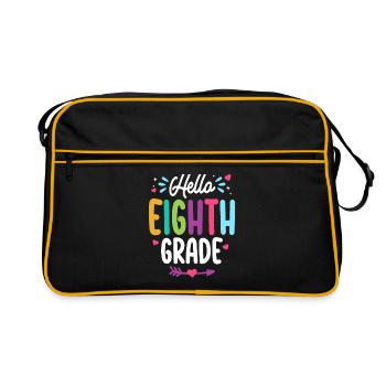Hello Eighth Grade Back To School Teacher Student - Retro Bag - black/gold - Front