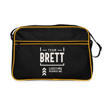 Team Brett Lebenslanges Mitglied Lustiger Name Brett - Retro Tasche - Schwarz/Gold - Vorne