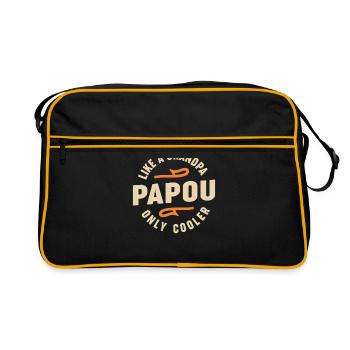 Papou wie ein Opa Nur cooler - Retro Tasche - Schwarz/Gold - Vorne