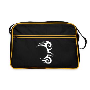 Stammes- Tätowierung, Schattenbild, Tyson Arttätowierung - Retro Tasche - Schwarz/Gold - Vorne