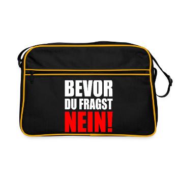 Bevor du fragst nein - Retro Tasche - Schwarz/Gold - Vorne