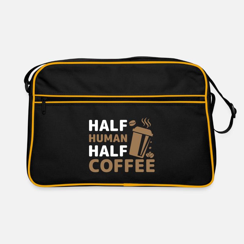 half human half coffee- Kaffee geschenke Retro Tasche