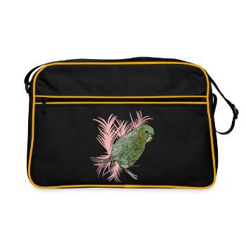 Kakapo mit Palmwedel Vignette - Retro Tasche - Schwarz/Gold - Vorne