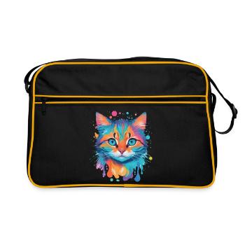 Cute Cat - Retro Bag - black/gold - Front