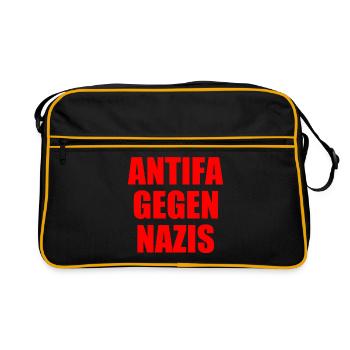Antifa gegen nazis - Retro Tasche - Schwarz/Gold - Vorne