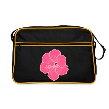 Fleur d’hibiscus – Y2K rose style néon rétro - Sac Retro - noir/or - Devant