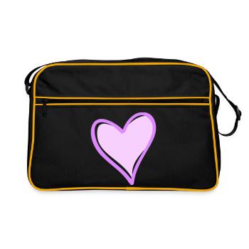 Cœur violet avec contour noir - Sac Retro - noir/or - Devant