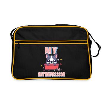 My Antidepressor Bouledogue Français Cadeau Humour - Sac Retro - noir/or - Devant