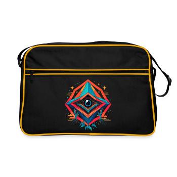 Oeil futuriste en nexus géométrique - Sac Retro - noir/or - Devant