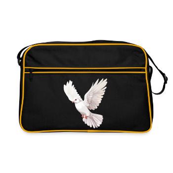 White Dove in Flight Illustration - Retro Bag - black/gold - Front