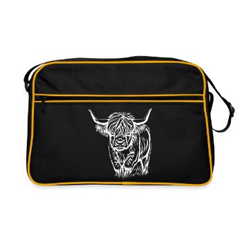 Cadeau de bovins Highland écossais - Sac Retro - noir/or - Devant