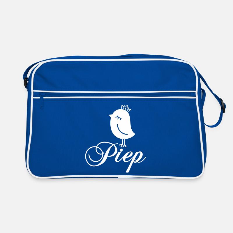 Spatz Piep mit Krone – Piepmatz Vogel Cartoon Retro Tasche
