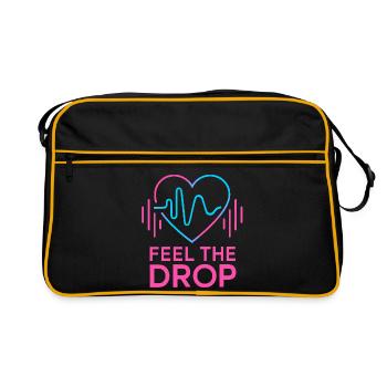FEEL THE DROP Cœur Neon EDM Fête Électro - Sac Retro - noir/or - Devant