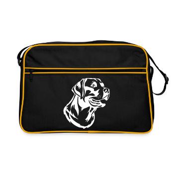 Chien blanc blanc chien tête de chien T-shirt cadeau - Sac Retro - noir/or - Devant