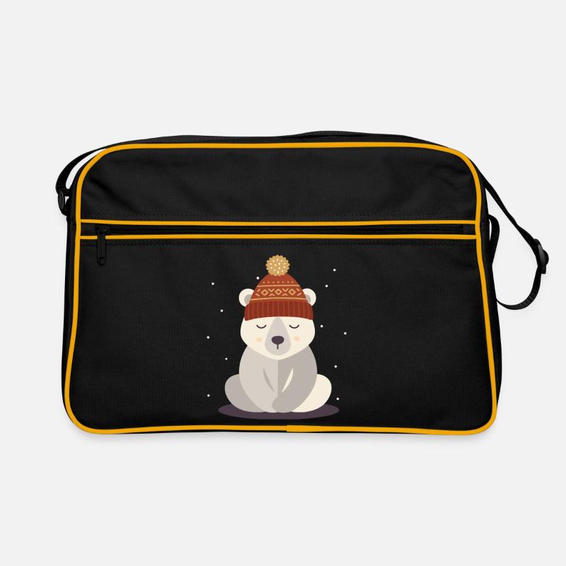 Sleeping Polar Bear with Winter Hat – Winter Motif Retro Bag