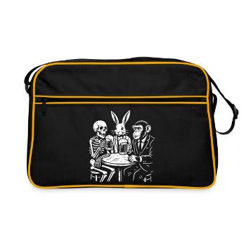 Toasting Trio: Skeleton Rabbit Ape - Retro Bag - black/gold - Front