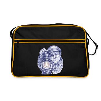 Senior man with lantern - Retro Bag - black/gold - Front