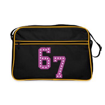 6 7 – Trendiges, minimalistisches Textdesign, - Retro Tasche - Schwarz/Gold - Vorne