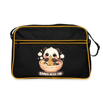 Ramen Panda Modus An - Retro Tasche - Schwarz/Gold - Vorne