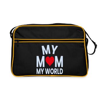 My Mom My World Heart - Retro Bag - black/gold - Front