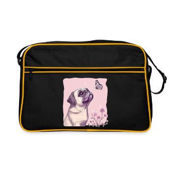 Carlin avec papillon - Sac Retro - noir/or - Devant