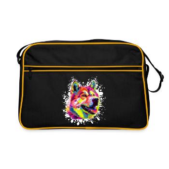 Colorful Dog Portrait in Pop Art Style - Retro Bag - black/gold - Front