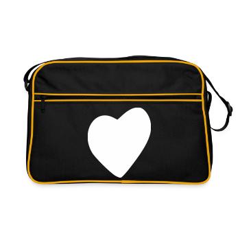 Minimalist heart – simple love design - Retro Bag - black/gold - Front