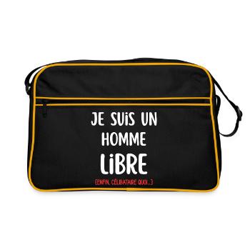 Lustiges Valentinstags-Humor-Zitat über einen freien Mann - Retro Tasche - Schwarz/Gold - Vorne