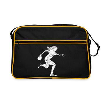 Bowlingspieler Mädchen - Retro Tasche - Schwarz/Gold - Vorne