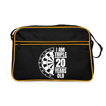 I am three times 20 years old - Retro Bag - black/gold - Front