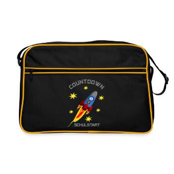 Fusée aux étoiles jaunes - Compte à rebours avant le début de l’école - Sac Retro - noir/or - Devant