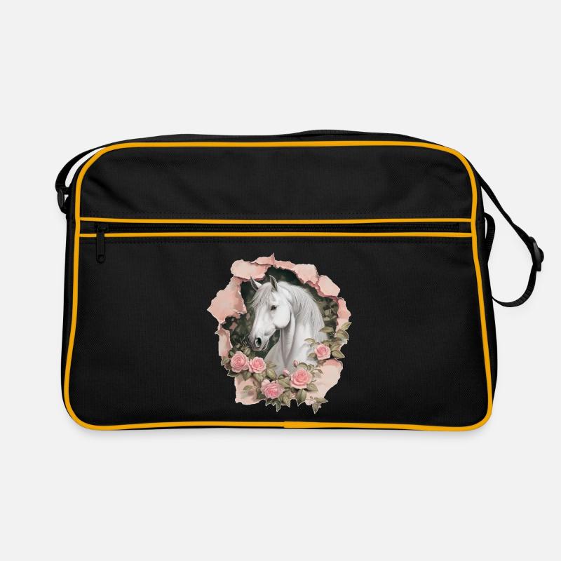 Pferd mit Rosen Retro Tasche