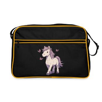 Bangs with butterflies - Retro Bag - black/gold - Front