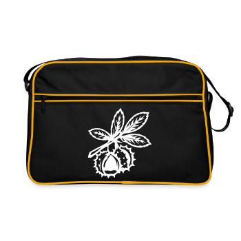 Kastanie Zweig Blätter - Retro Tasche - Schwarz/Gold - Vorne