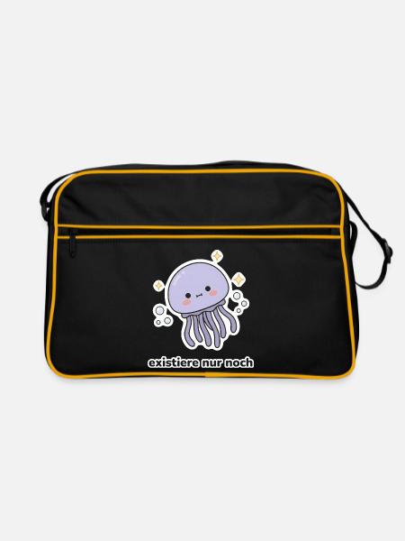 existiere nur noch – Qualle Meme - Retro Tasche - Schwarz/Gold