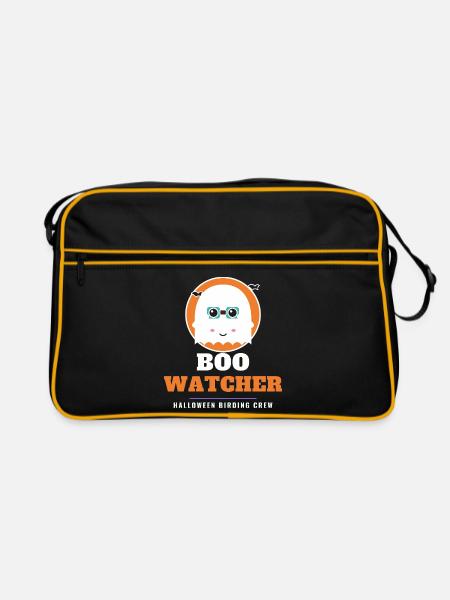 Vogelbeobachter Lustiger Halloween-Vogelbeobachter-Geist - Retro Tasche - Schwarz/Gold