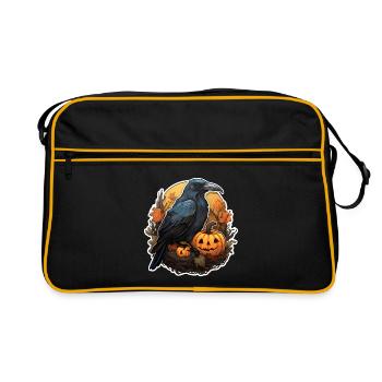 Crow with Pumpkin Halloween 2 - Retro Bag - black/gold - Front