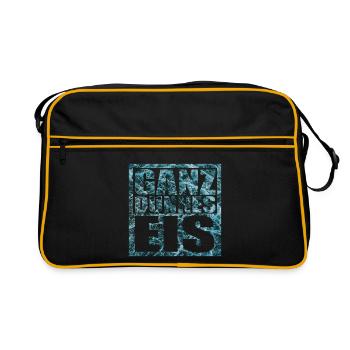 Ganz dünnes Eis Spruch - Retro Tasche - Schwarz/Gold - Vorne