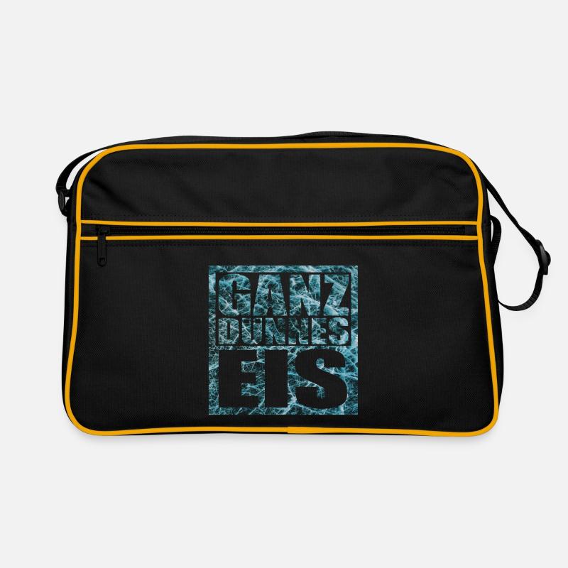 Ganz dünnes Eis Spruch - Retro Tasche - Schwarz/Gold