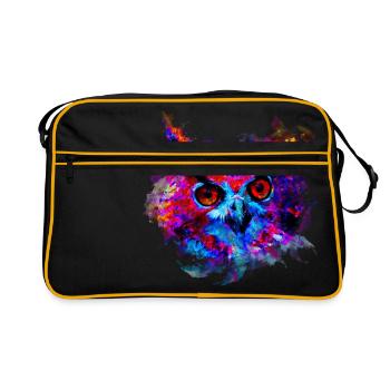 gxp eule lila blau perfekt - Retro Tasche - Schwarz/Gold - Vorne
