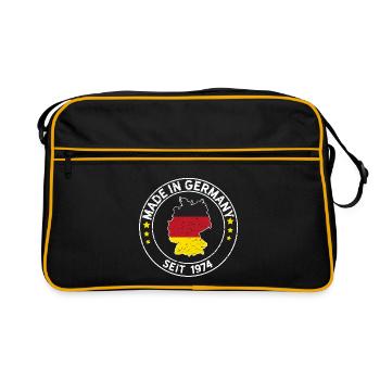 Fabriqué en Allemagne depuis 1974 Idée de cadeau d'anniversaire - Sac Retro - noir/or - Devant