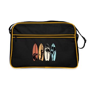 Surfer Gift Vintage Surfing Surfboard Beach - Retro Bag - black/gold - Front