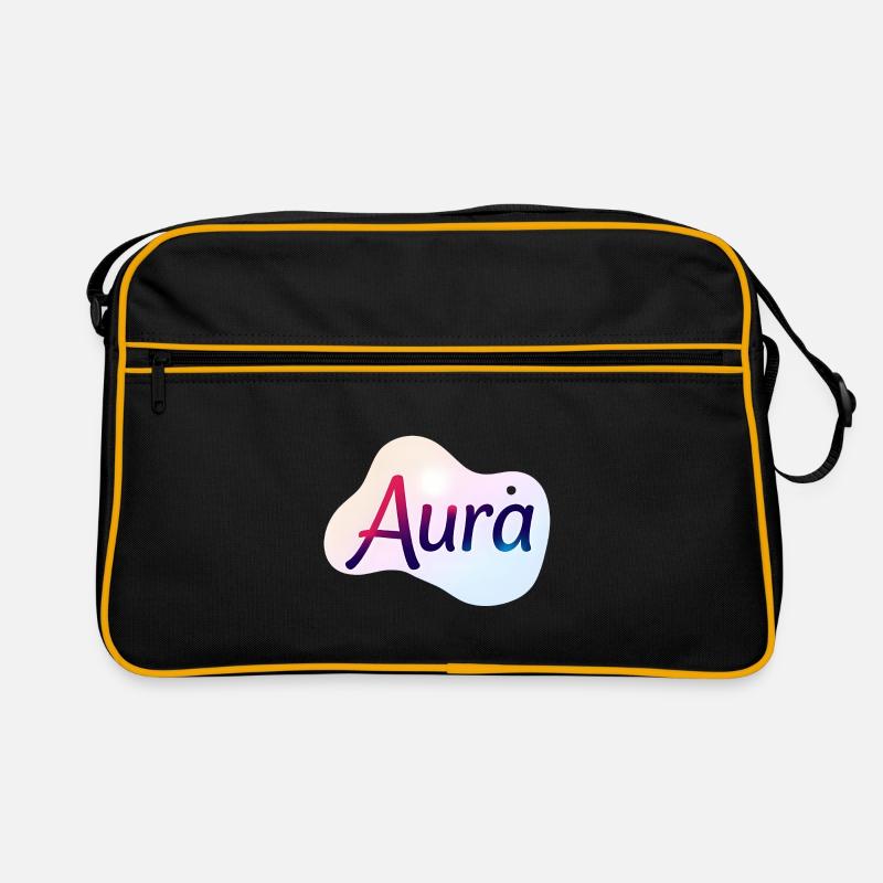 Aura – Design Typographique Coloré Moderne - Sac Retro - noir/or